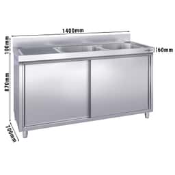 Spülschrank PREMIUM - 1400x700mm - mit 2 Becken rechts