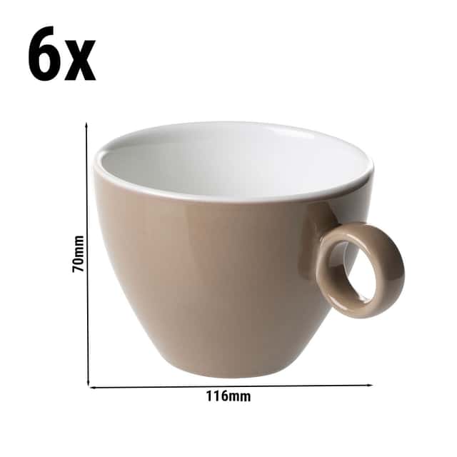 (6 Stück) BART COLOUR CAFE - Cappuccinotasse - 230ml - Braun