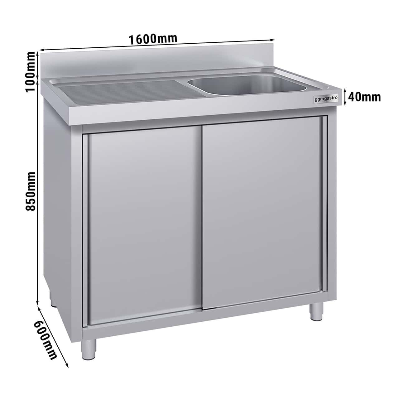 Spülschrank ECO - 1600x600mm - mit 1 Becken rechts