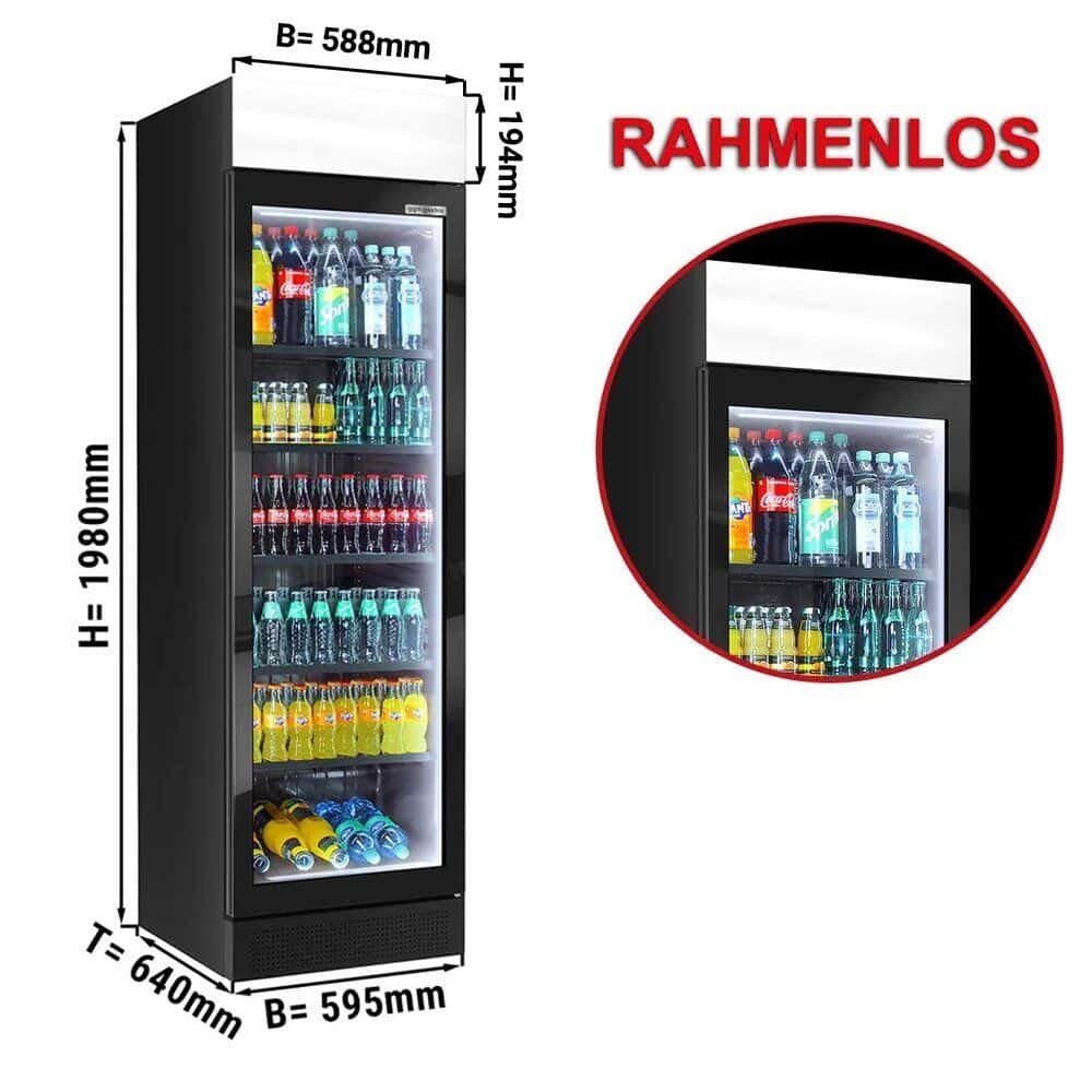 Getränkekühlschrank - 345 Liter - rahmenloses Design - 1 Glastür & Werbedisplay