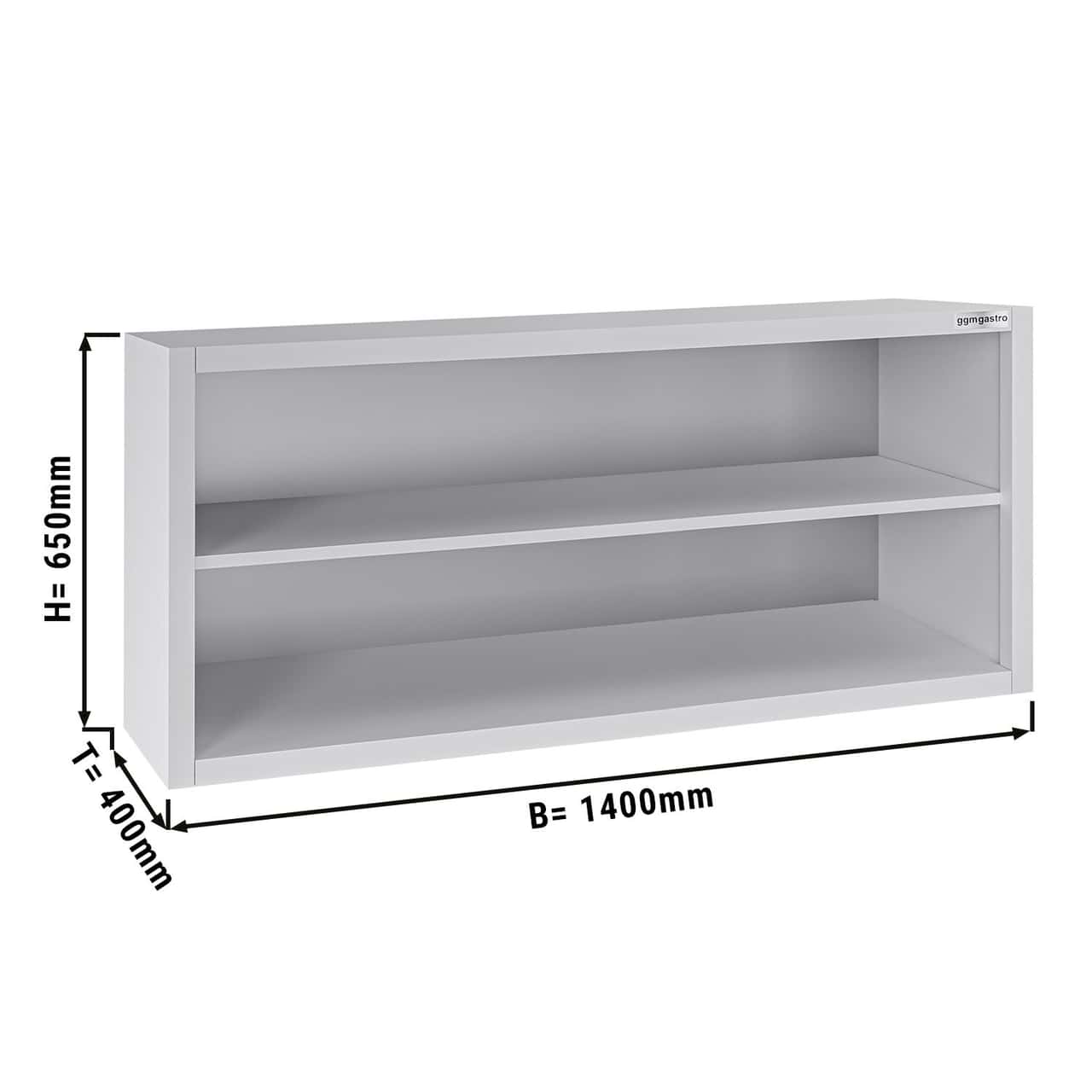 Edelstahl Wandhängeschrank ECO - 1400x400mm - ohne Schiebetür - 650mm hoch