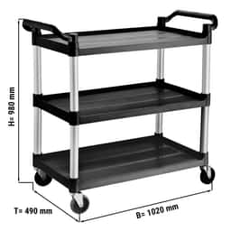 Servierwagen aus Kunststoff - 1020x490mm - mit 3 Abstellflächen