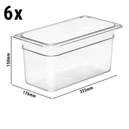 (6 Stück) CAMBRO | CAMWEAR® -  Polycarbonat GN-Behälter 1/3 - Clear - Tiefe 150 mm