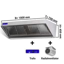 Wandhaube - 1800mm - mit Motor, Regler, Filter & Lampe