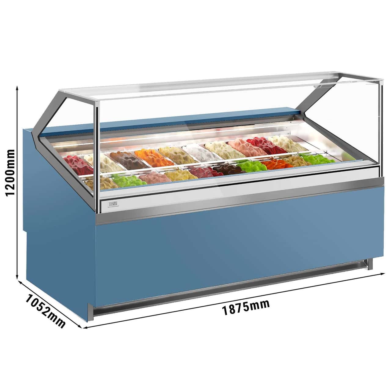 Ice cream counter IVY - 1910mm - air circulation - for 20x 5 Liter containers - Blue