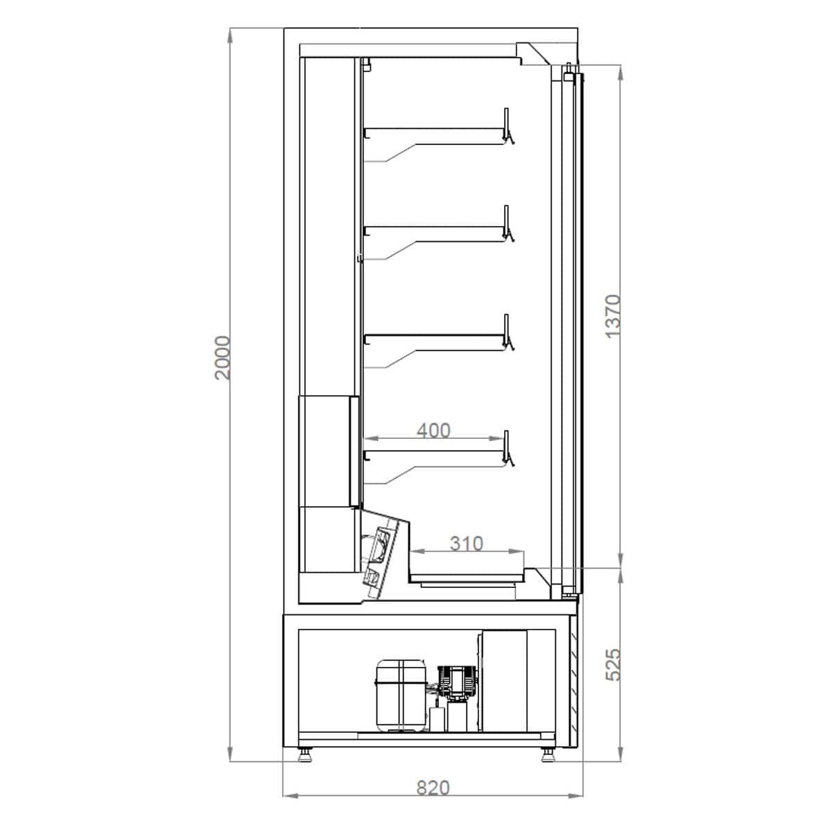 Wand-Tiefkühlregal - 1350mm - 665 Liter - mit LED-Beleuchtung, isolierten Glastüren & 4 Ablagen