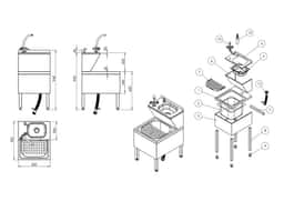 Handwasch- & Ausgußbecken - Edelstahl - mit Mischbatterie & Seifenspender