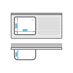 Spültisch ECO - 1400x700mm - mit Grundboden & 1 Becken links