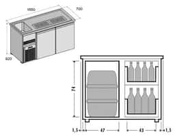 Biertheke Premium PLUS - 1550x700mm - 2 Glastüren