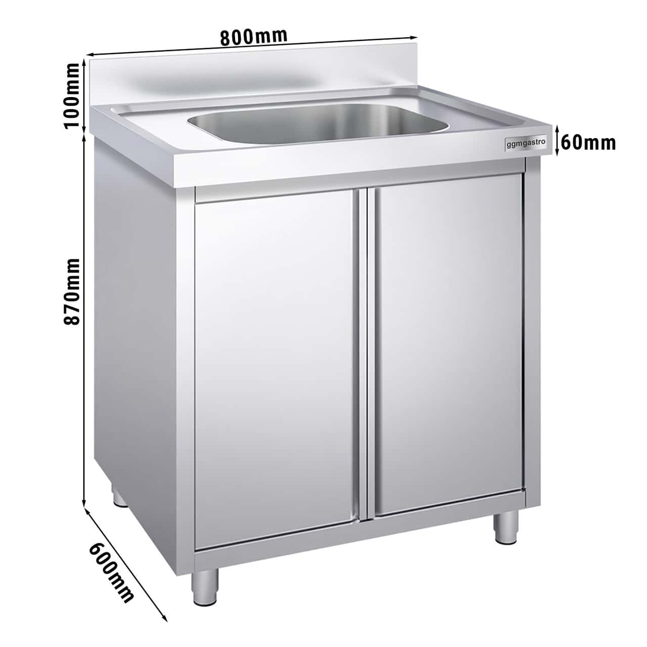 Spülschrank PREMIUM - 800x600mm - mit 1 Becken