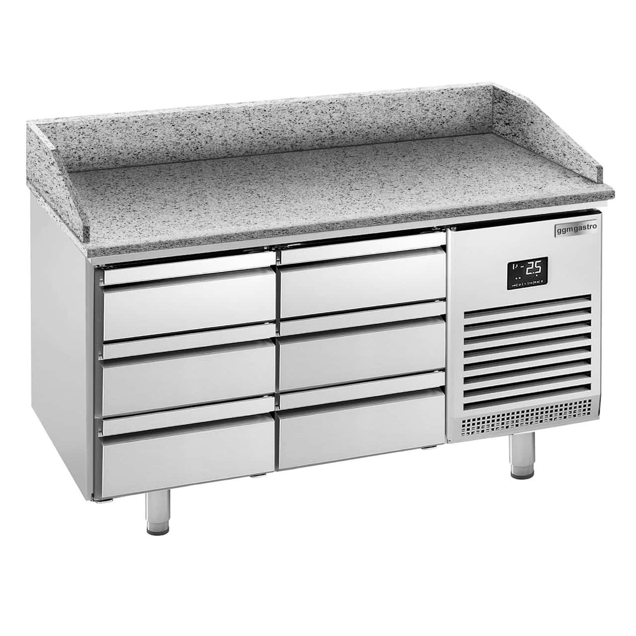 Pizza preparation table Premium PLUS- 1490x700mm- with 6 drawers 