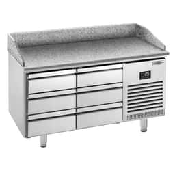 Pizza preparation table Premium PLUS- 1490x700mm- with 6 drawers 