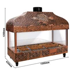 Holzkohle Kupfergrill - 1500mm - mit Glas