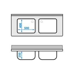 Spülschrank ECO - 1400x600mm - mit 1 Becken rechts