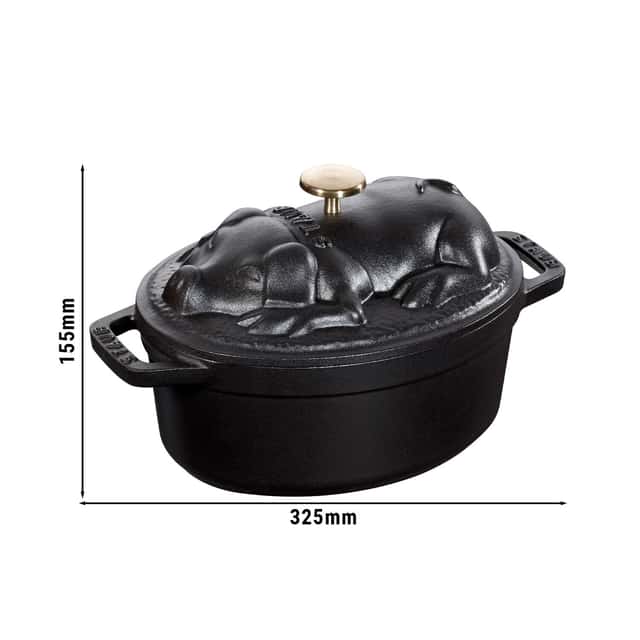 STAUB | LA COCOTTE - Cocotte - Schweinedeckel - oval - 170mm - Gusseisen - Schwarz