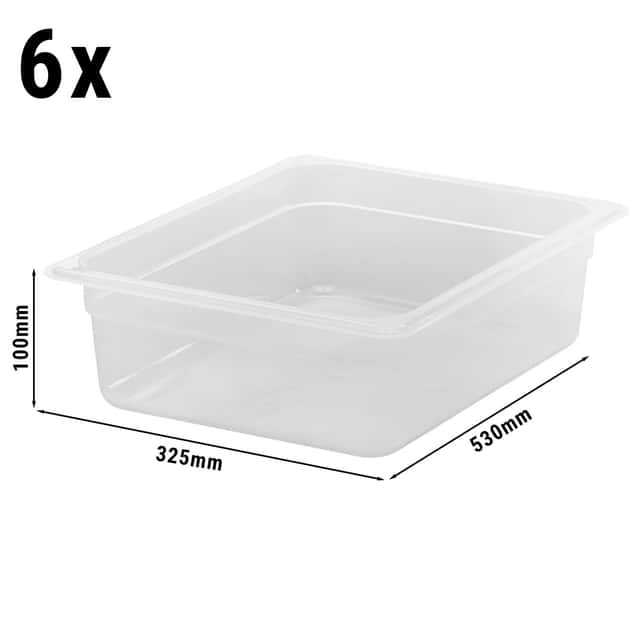 (6 Stück) CAMBRO | CAMWEAR® -  Polypropylen GN-Behälter 1/2 - milchig - Tiefe 100 mm