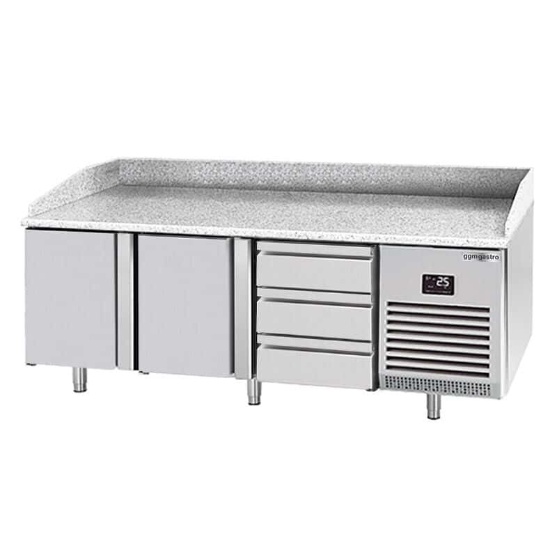 Pizza preparation table  Premium PLUS- 1980x700mm - with 2 doors & 3 drawers