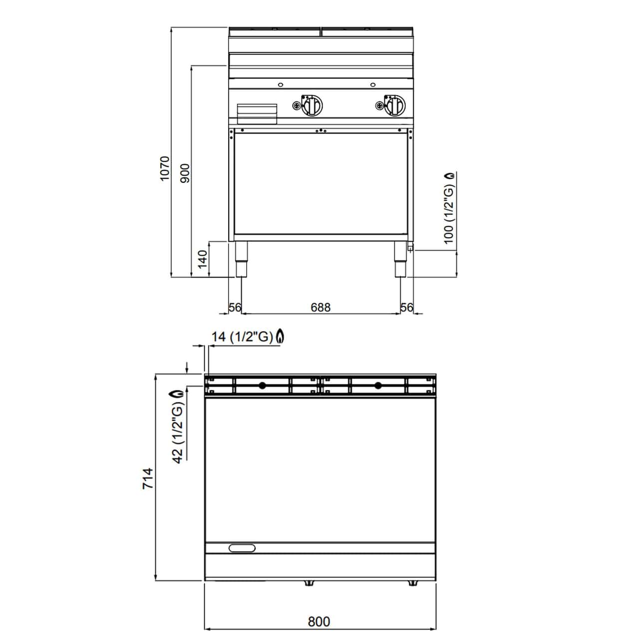 Gas Bratplatte - 13,8 kW - Glatt