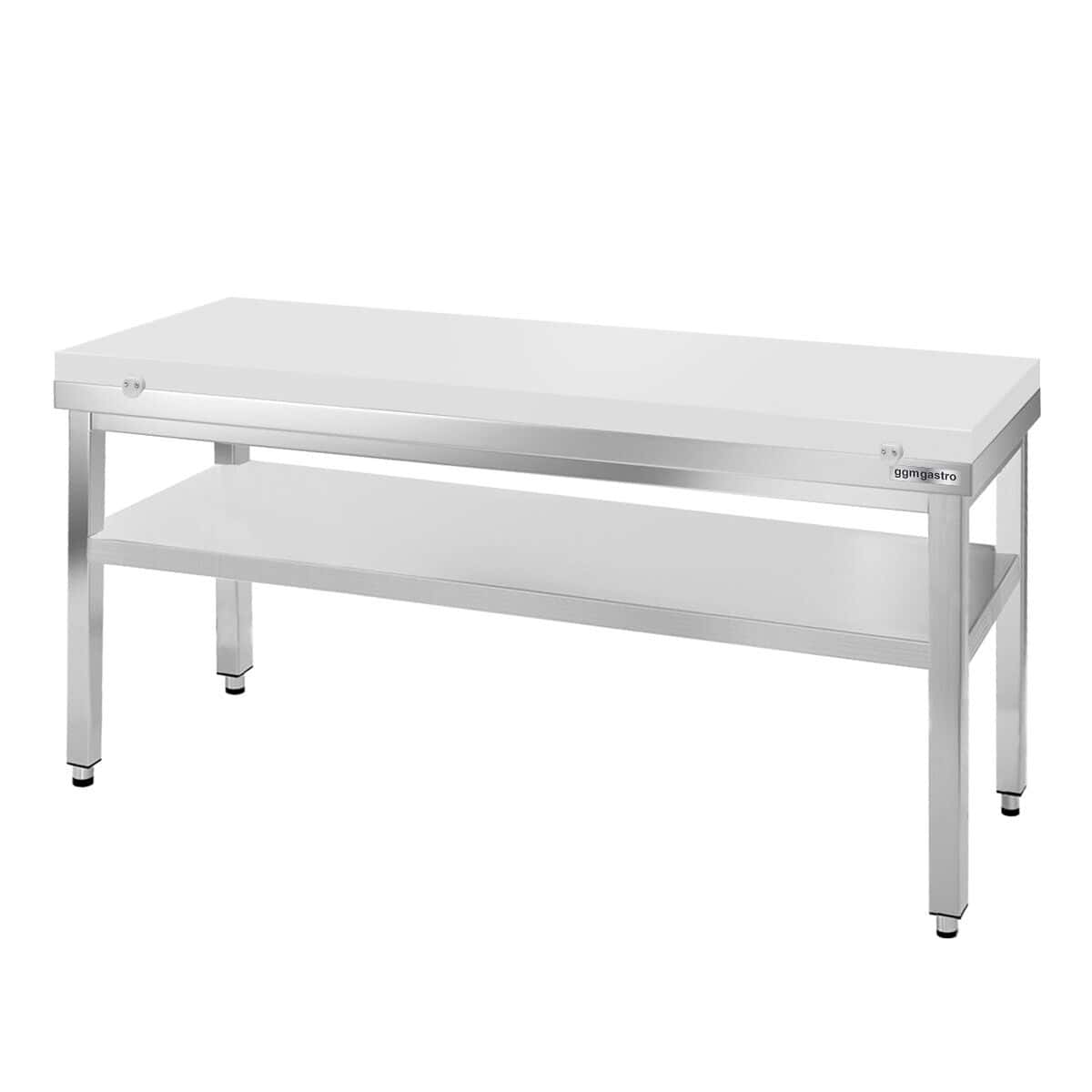 Edelstahl Arbeitstisch PREMIUM - 1500x800mm - mit Grundboden ohne Aufkantung inkl. Schneideplatte