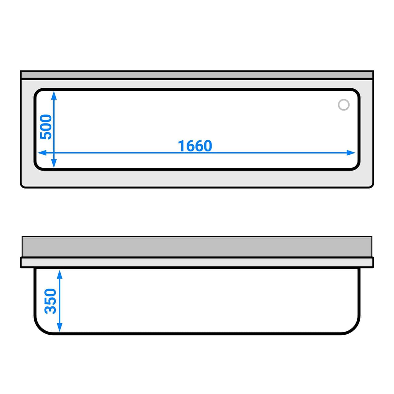 Topfspültisch - 1800x600mm - mit Grundboden & 1 Becken