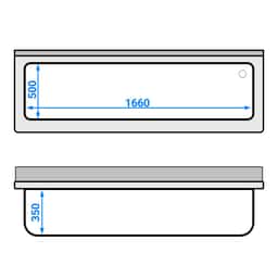 Topfspültisch - 1800x600mm - mit Grundboden & 1 Becken