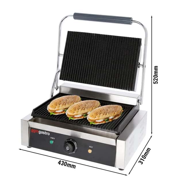 Kontaktgrill - 2,8 kW - oben & unten Gerillt - Grillfläche: 340x230mm