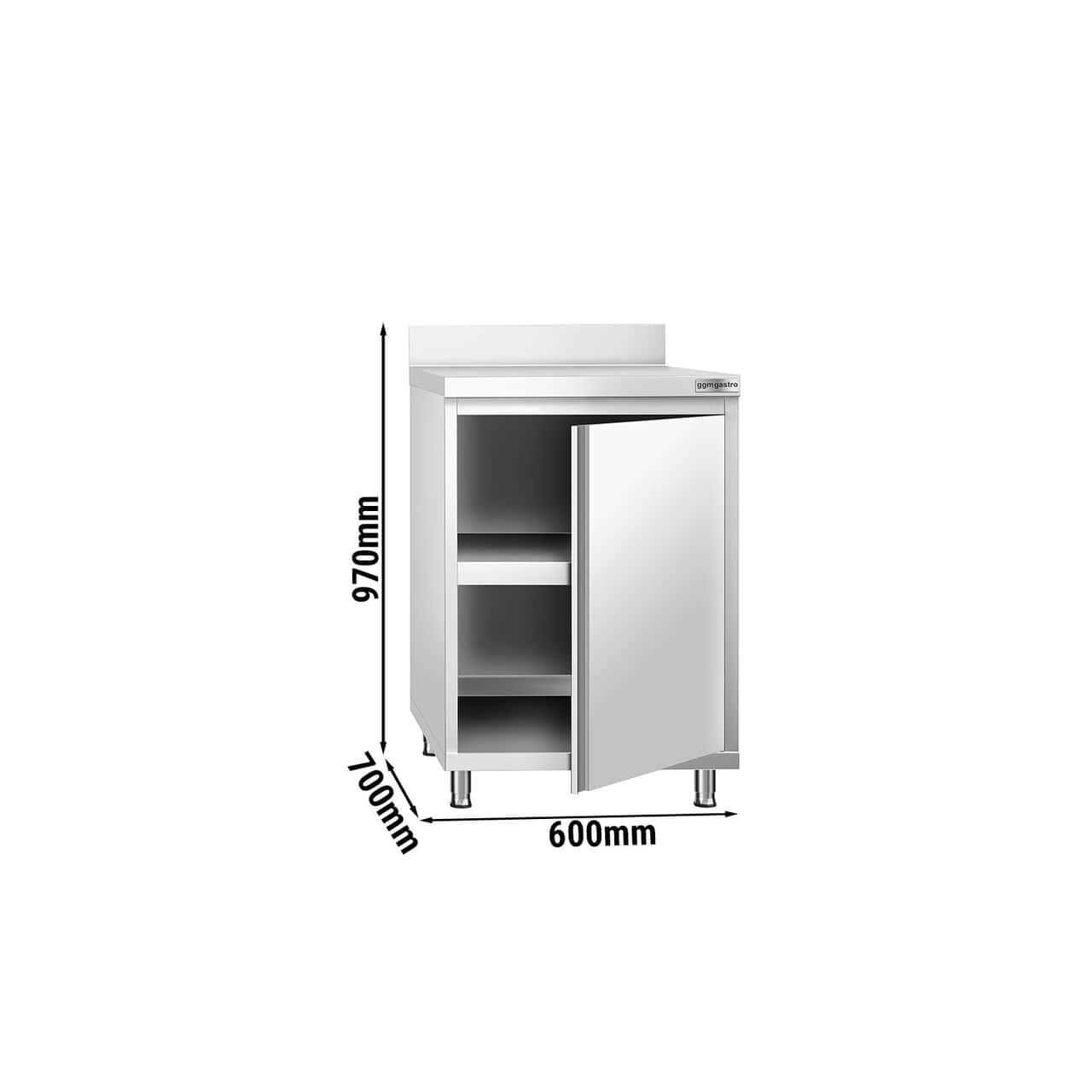 Edelstahl Arbeitsschrank PREMIUM - 600x700mm - mit Flügeltür & Aufkantung