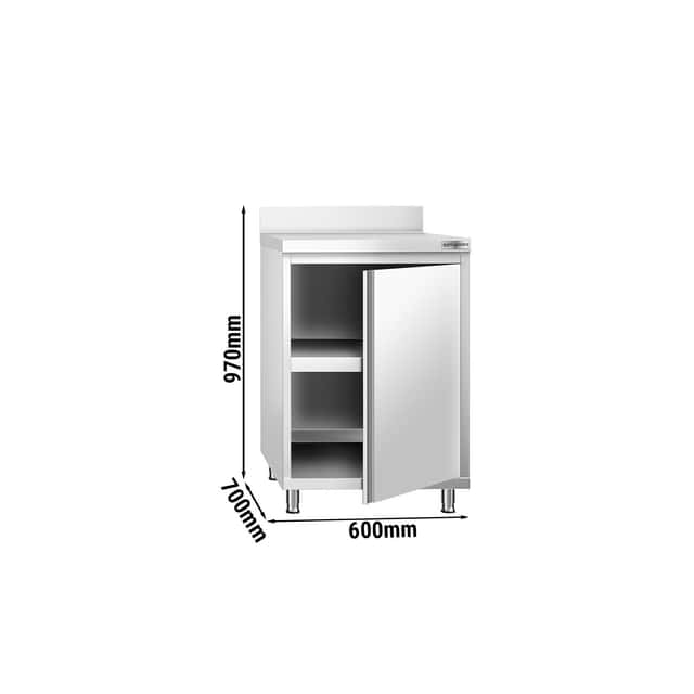 Edelstahl Arbeitsschrank PREMIUM - 600x700mm - mit Flügeltür & Aufkantung