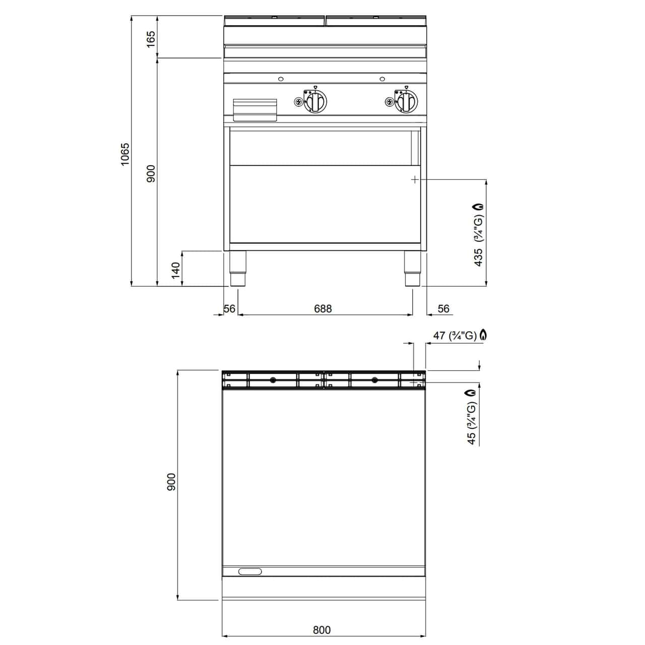 Gas Bratplatte - 20 kW - Glatt