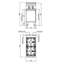 Plynový sporák - se 2 hořáky - 20 kW - vysoce výkonný model