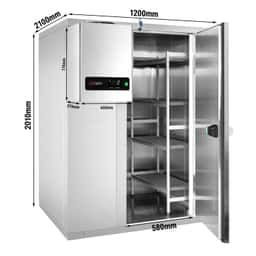 Stainless steel cold room - 1200x2100mm - 3.7m³ - incl. cooling unit