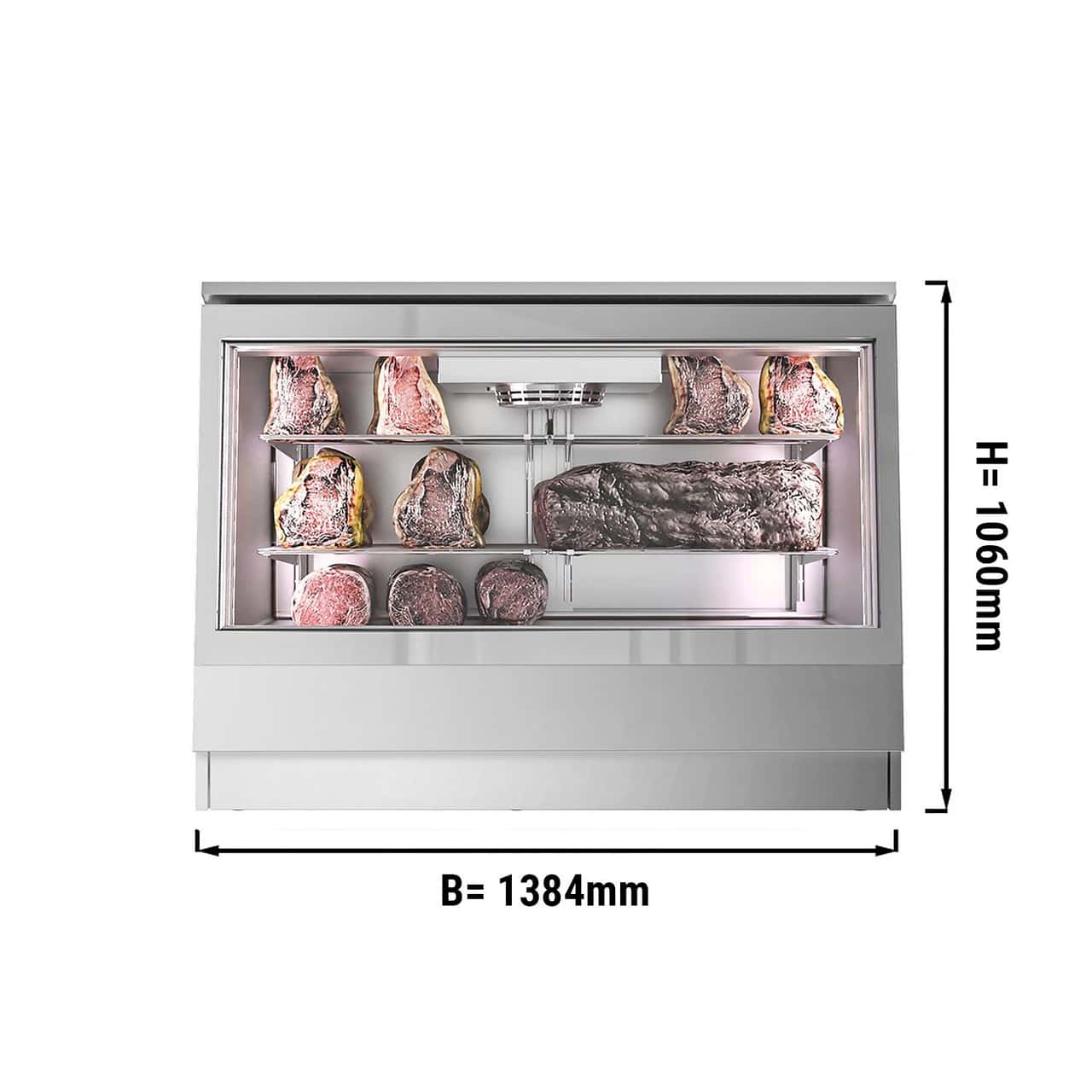 Dry Aging - Kühlvitrine 1,4 m - Edelstahl