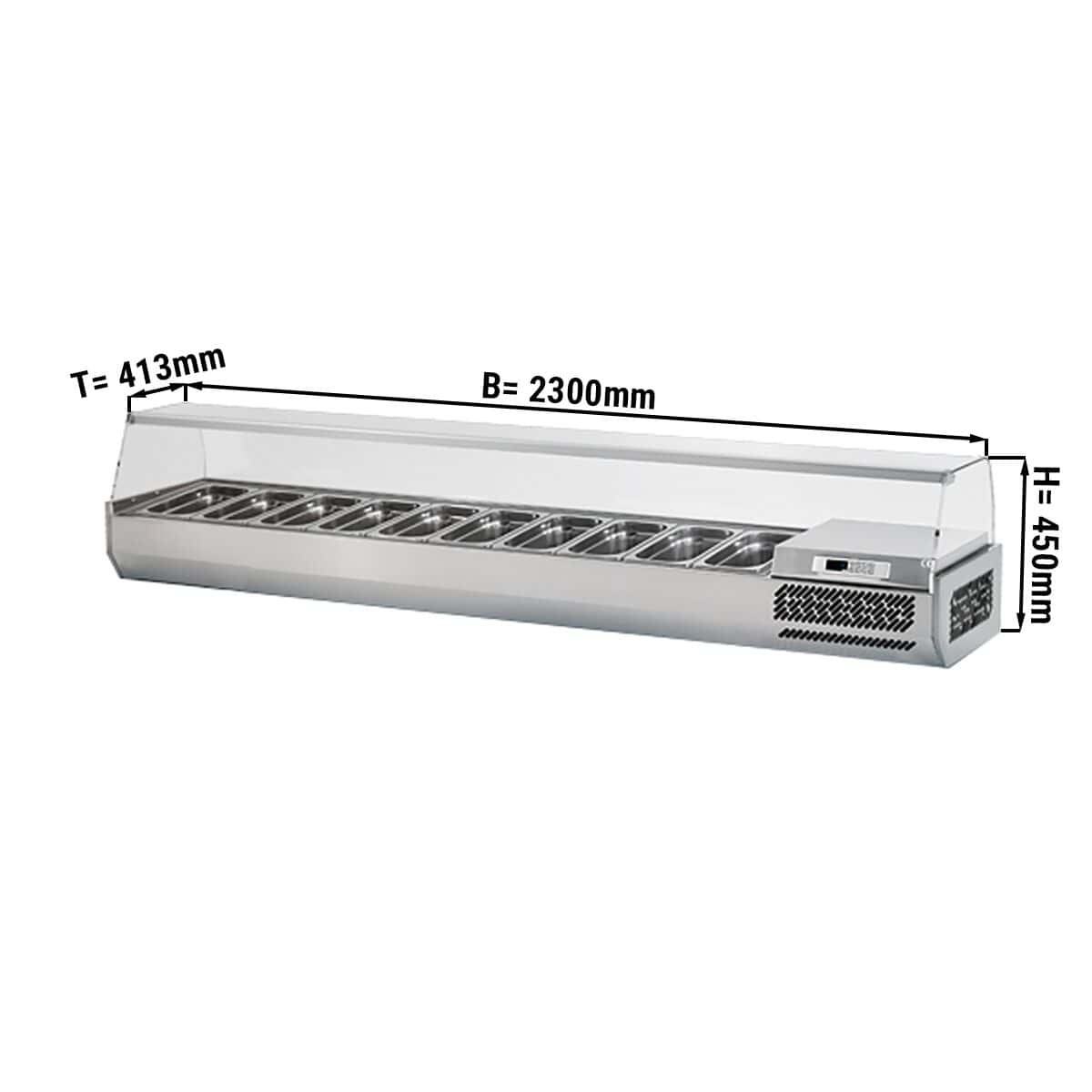 Chladicí vitrína 2,3 x 0,41 m - pro 10 x GN 1/3 nádobu