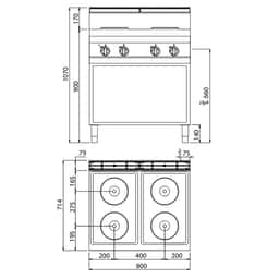 Elektroherd - 10,4 kW - 4 Platten Rund