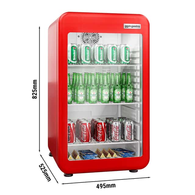 Minibar-Kühlschrank - 500mm - 120 Liter - 1 Glastür & LED-Beleuchtung