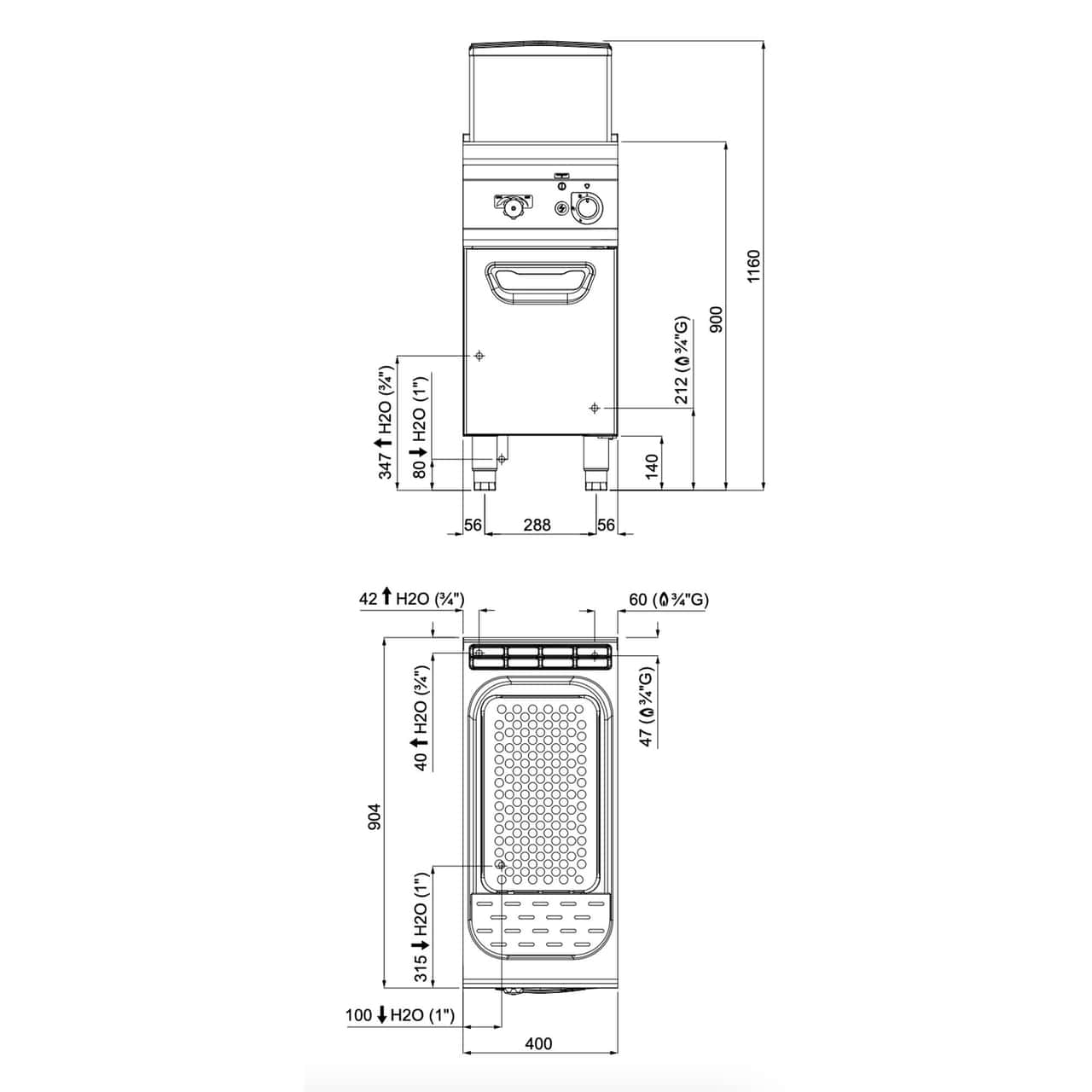 Gas Nudelkocher - 40 Liter - 12 kW