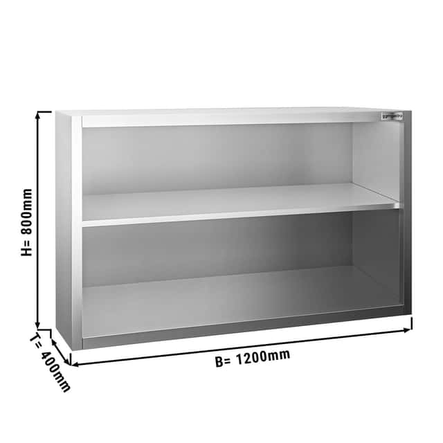 Edelstahl Wandhängeschrank PREMIUM - 1200x400mm - ohne Schiebetür - 800mm hoch