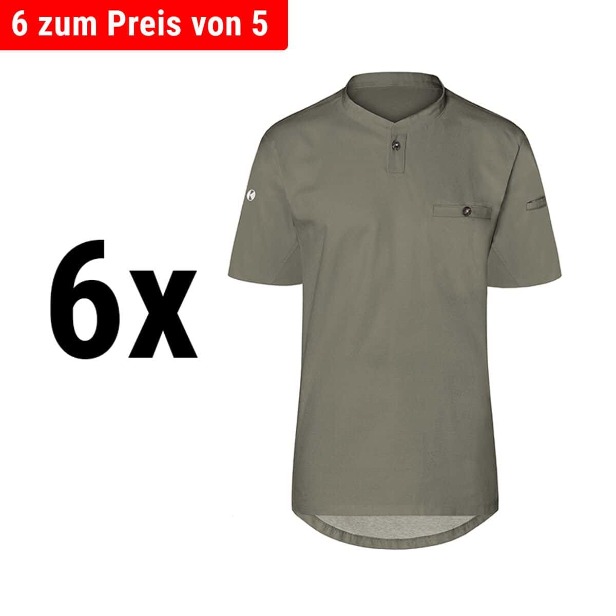 (6 Stück) KARLOWSKY | Kurzarm Herren Arbeitsshirt Performance - Salbei - Größe: S