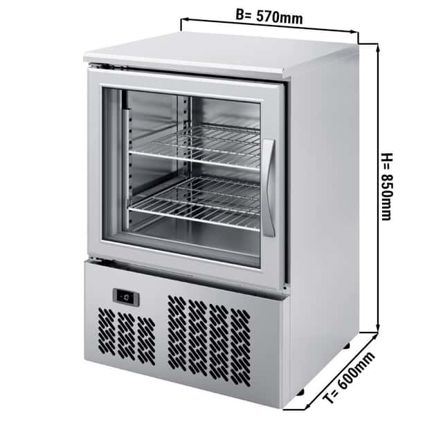 Mini Tiefkühlschrank Edelstahl PREMIUM PLUS - 95 Liter - mit 1 Glastür