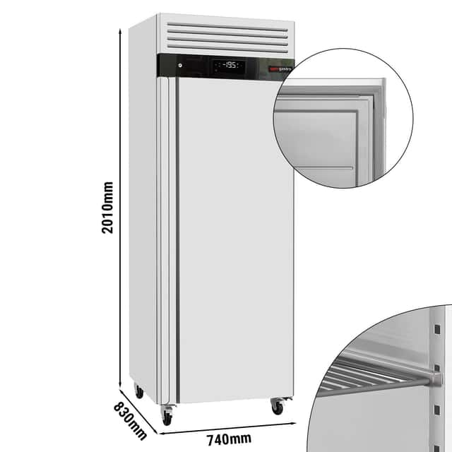 TiefKühlschrank Edelstahl ECO - GN 2/1 - 700 Liter - mit 1 Edelstahltür - Innenseite der Tür aus Kunststoff