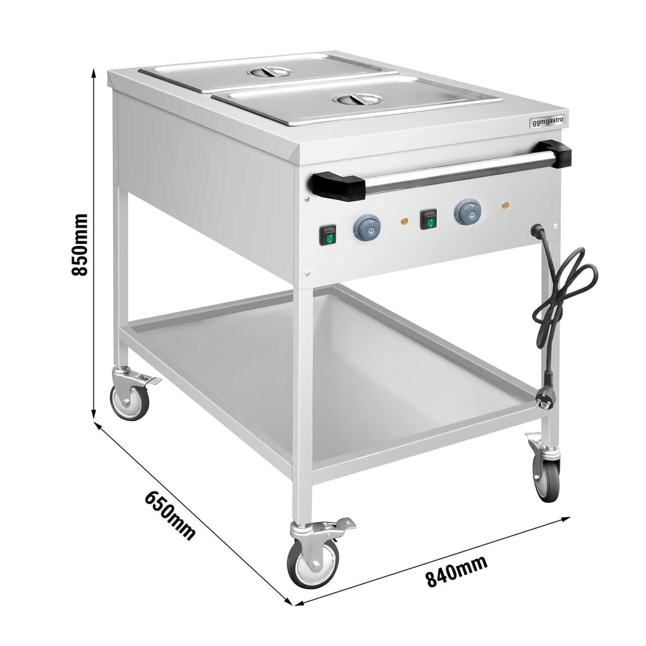 Bain-Marie Thermowagen - 2x GN 1/1 - Beckentemperatur getrennt regelbar