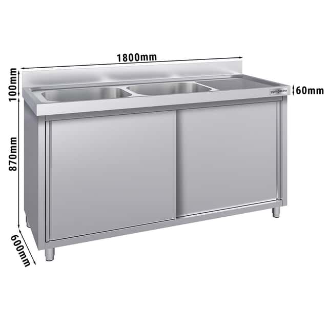 Spülschrank ECO - 1800x600mm - mit 2 Becken links