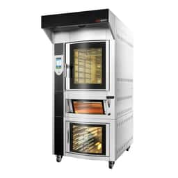 Rotierender Elektro Bäckerei-Heißluftofen - 6x EN 60x40 - Touch - inkl. Pizzaofen , Haube & Gärschrank 