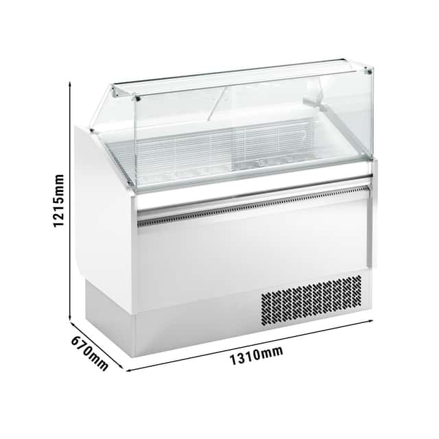 Eistheke LEVI - 1310mm - Statisch - für 7+7x 5 Liter Eisbehälter - Weiß