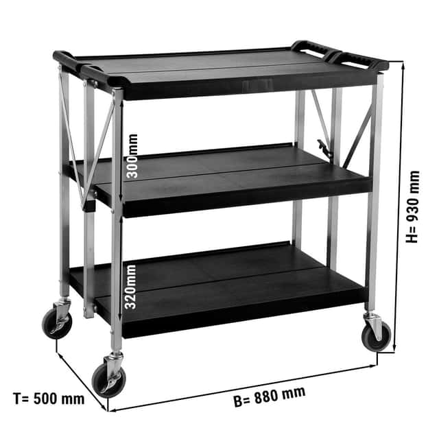 Servierwagen - klappbar - aus Kunststoff 880x500mm- mit 3 Abstellflächen