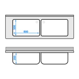 Topfspülschrank - 2000x700mm - mit 2 Becken