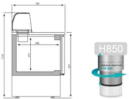 Saladette Premium PLUS - 978mm - 2 Türen - für 5x GN 1/6 - Glasaufsatz