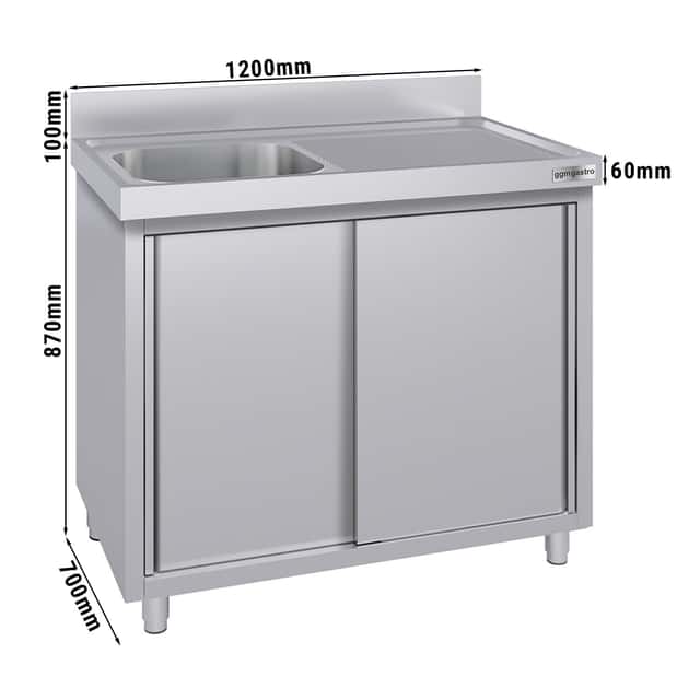 Spülschrank ECO - 1200x700mm - mit 1 Becken links