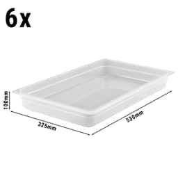 (6 kusů) CAMBRO | CAMWEAR® - polypropylenové GN nádoby 1/1 - mléčné - hloubka 100 mm