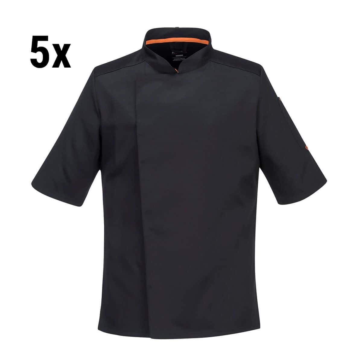 (5 Stück) Kurzarm MeshAir Pro Kochjacke - Schwarz - Größe: 3XL